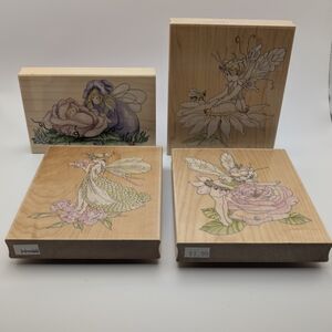 4 Fairy Wood Mounted Rubber Stamps , Stamps Happen Inc.